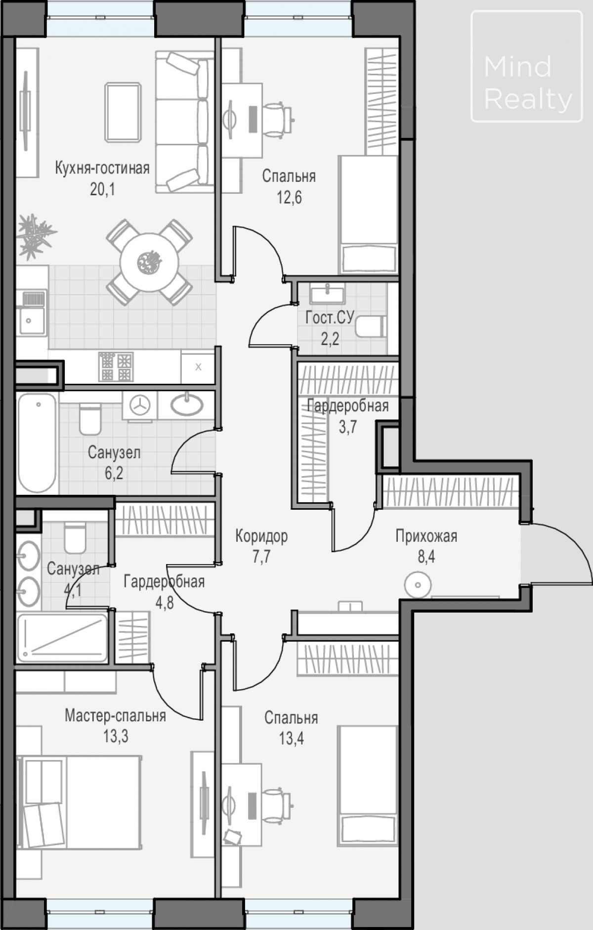 Продажа 4-комнатной элитной квартиры в ЖК Достижение. площадь 96.05м2. цена: 44 630 000 руб