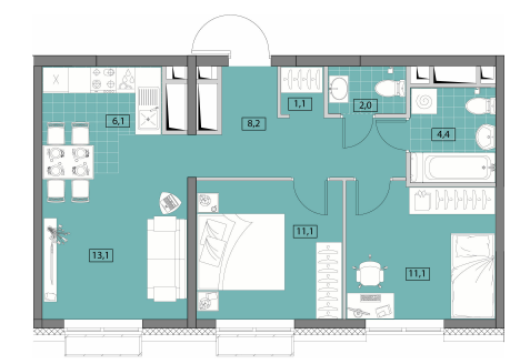 Продажа 2-комнатной элитной квартиры в ЖК Вестердам. площадь 57.10м2. цена: 21 990 000 руб
