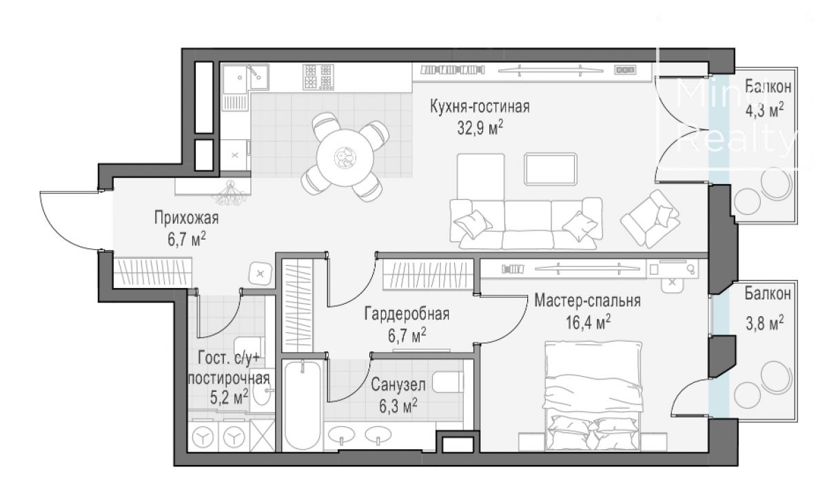 Продажа 2-комнатной элитной квартиры в ЖК Обыденский1. площадь 76.60м2