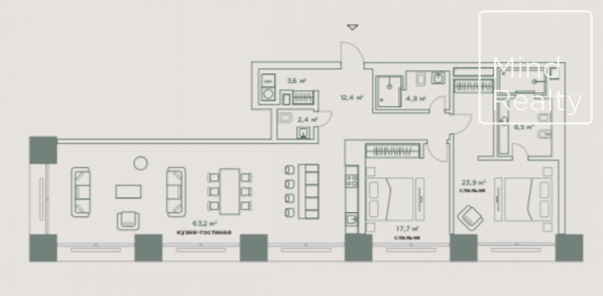 Продажа 3-комнатных апартаментов в ЖК Камергер. площадь 136.50м2