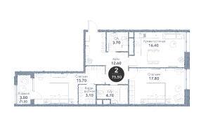 Продажа 2-комнатной элитной квартиры в ЖК Серебряный фонтан. площадь 75.50м2. цена: 39 598 421 руб