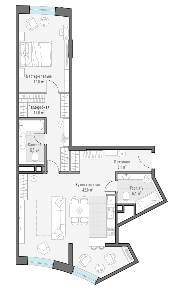 Продажа 3-комнатной элитной квартиры в ЖК Врубеля, 4. площадь 89.60м2. цена: 66 780 000 руб