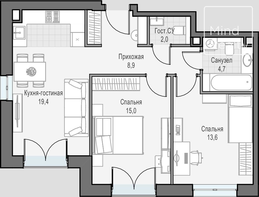 Продажа 3-комнатной элитной квартиры в ЖК Достижение. площадь 63.34м2. цена: 31 950 000 руб