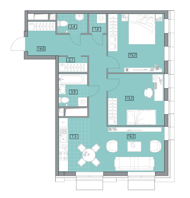 Продажа 2-комнатной элитной квартиры в ЖК Вестердам. площадь 76.90м2. цена: 26 840 000 руб