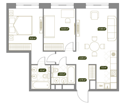Продажа 2-комнатной элитной квартиры в ЖК West Garden. площадь 67.10м2. цена: 33 250 000 руб