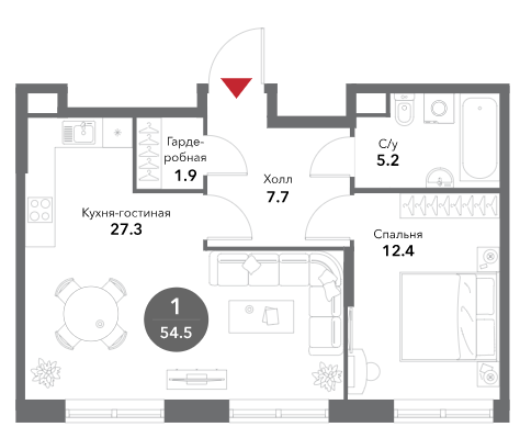 Продажа 2-комнатной элитной квартиры в ЖК Voxhall. площадь 54.50м2. цена: 30 104 506 руб