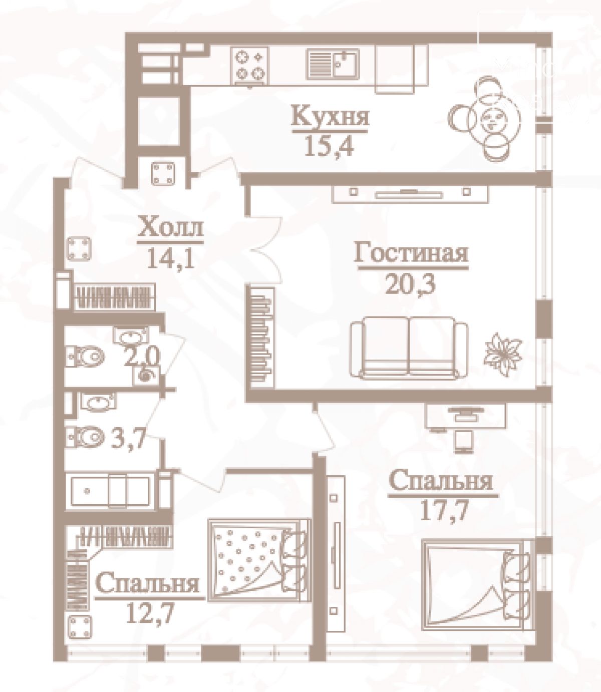 Продажа 3-комнатной элитной квартиры в ЖК Onyx deluxe. площадь 85.20м2. цена: 39 873 600 руб