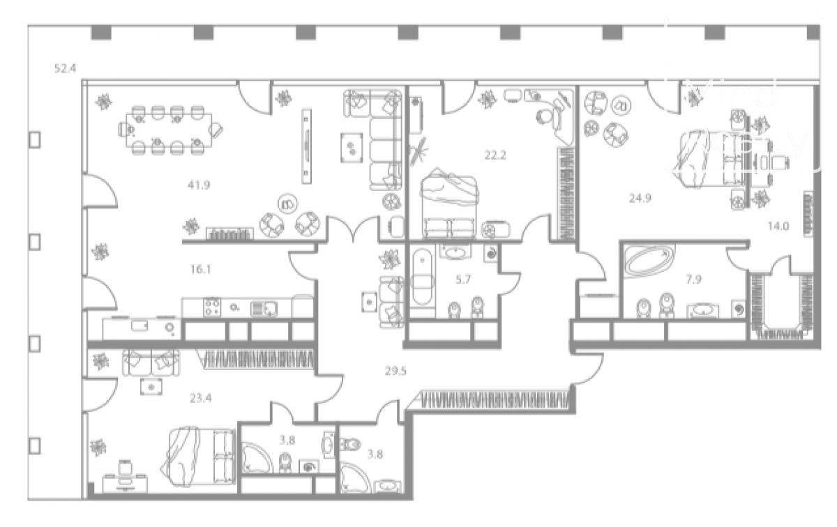Продажа 4-комнатных апартаментов в ЖК West Tower. площадь 193.20м2. цена: 96 600 000 руб