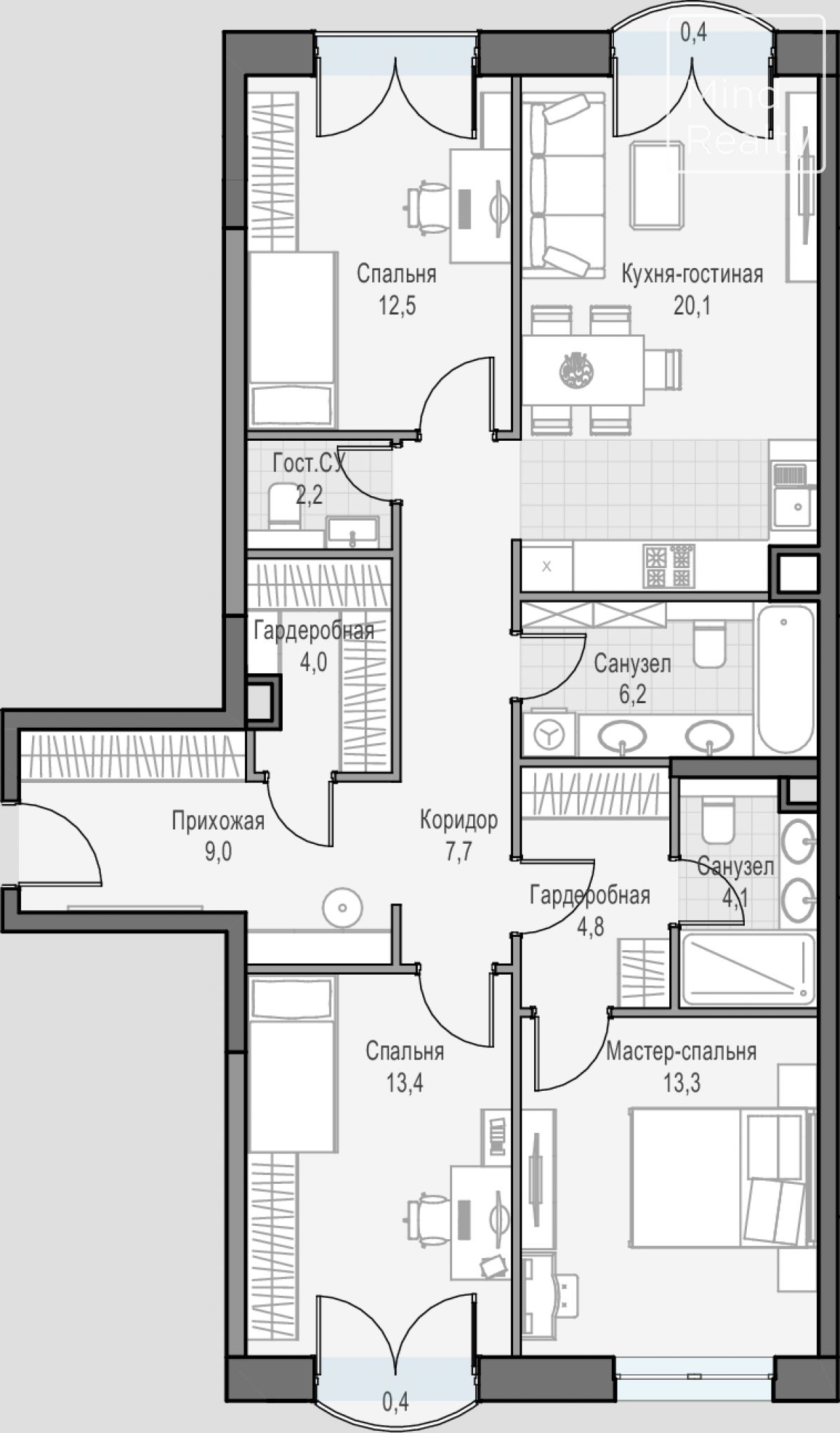 Продажа 4-комнатной элитной квартиры в ЖК Достижение. площадь 99.10м2. цена: 50 710 000 руб