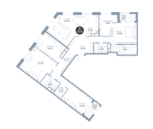 Продажа 6-комнатной элитной квартиры в ЖК Серебряный фонтан, площадь 169.90м2, цена: 80 963 605 руб.