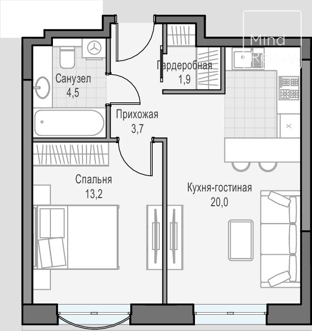 Продажа 2-комнатной элитной квартиры в ЖК Достижение. площадь 43.35м2. цена: 22 070 000 руб