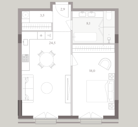 Продажа 2-комнатной элитной квартиры в ЖК Тессинский. площадь 57.00м2