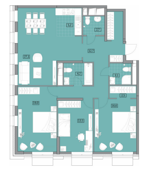 Продажа 4-комнатной элитной квартиры в ЖК Вестердам. площадь 112.80м2. цена: 34 410 000 руб