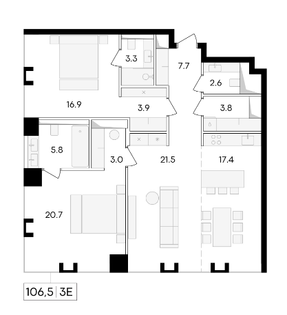 Продажа 3-комнатной элитной квартиры в ЖК Life time. площадь 106.50м2. цена: 68 240 000 руб