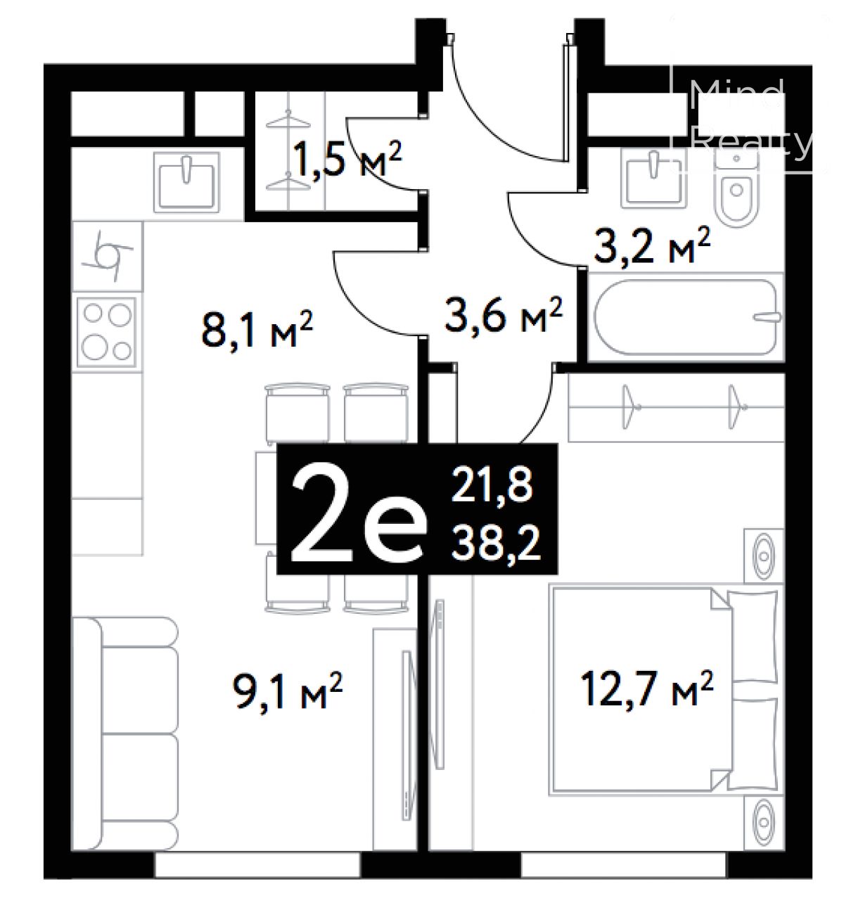 Продажа 1-комнатной элитной квартиры в ЖК Диалог. площадь 38.20м2. цена: 23 445 176 руб