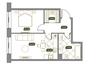 Продажа 1-комнатной элитной квартиры в ЖК West Garden. площадь 49.20м2. цена: 28 160 000 руб